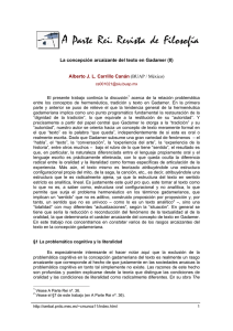 La concepción arcaizante del texto en Gadamer (II). Alberto JL