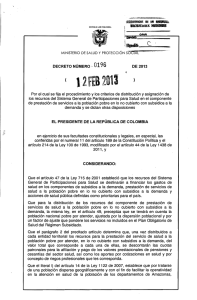 Decreto 196 de 12 febrero de 2013