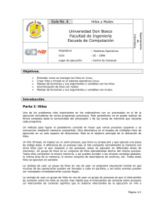 Documento sobre hilos y mutex (Univ. Don Bosco)