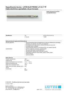 Especificación técnica · LÜTZE ELECTRONIC LiY (C) Y TP Cable