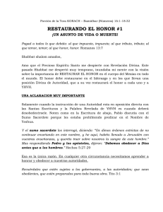 RESTAURANDO EL HONOR #1