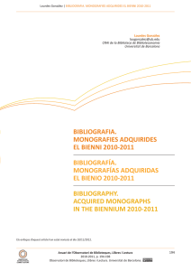 bibliografia. monografies adquirides el bienni 2010-2011