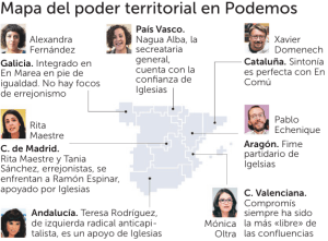 Mapa del poder territorial en Podemos