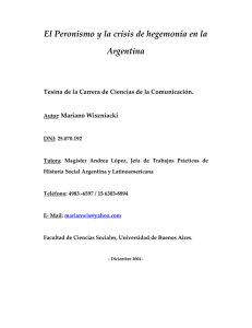 El Peronismo y la crisis de hegemonía en la Argentina