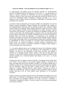 Sucesos de Mahón. Carta del Obispo Severo de Menorca (siglo V d