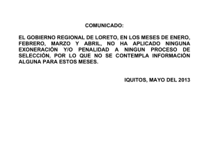 comunicado: el gobierno regional de loreto, en los meses de enero