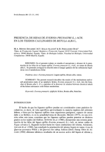 Presencia de hifas de Evernia prunastri (L.) Ach. en los