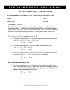 MILITARY CONNECTED FAMILIES SURVEY