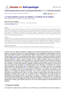 La `Carta abierta a Ernst von Weber` y el debate de la bioética