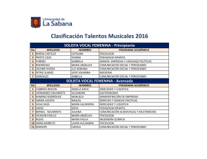 Clasificación Talentos Musicales 2016
