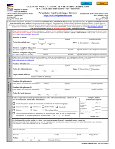 Application for Wake County Birth/Death/Marriage
