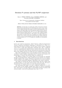Decision P systems and the P=NP conjecture