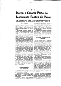 Dieron a Conocer Parte del Testamento Político de Perón