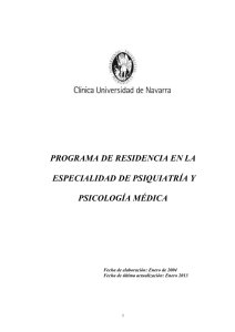 Programa Formación Especialidad Psiquiatría. MIR
