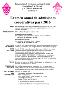Examen anual de admisiones cooperativas para 2016