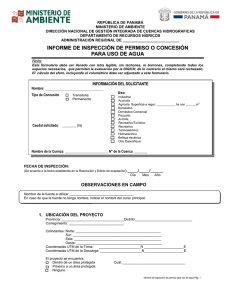 informe de inspección para concesiones o permisos de agua.