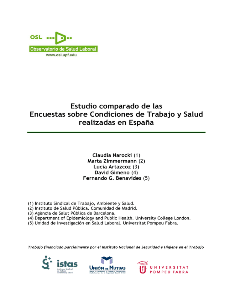 Estudio Comparado De Las Encuestas Sobre Condiciones De