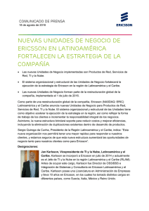 Nuevas Unidades de Negocio de Ericsson en Latinoamérica