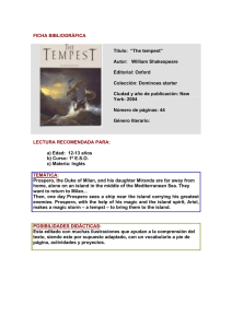 FICHA BIBLIOGRÁFICA Título: “The tempest” Autor: William