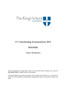 13+ Scholarship Examinations 2015 SPANISH
