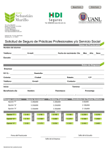 Solicitud de Seguro de Prácticas Profesionales y/o Servicio Social.