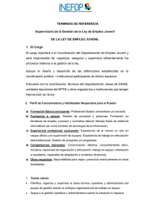 TERMINOS DE REFERENCIA Supervisor/a de la Gestión de la Ley