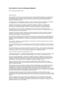 Carta abierta a José Luis Rodríguez Zapatero