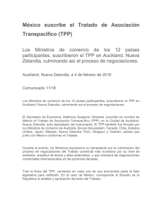 México suscribe el Tratado de Asociación Transpacífico