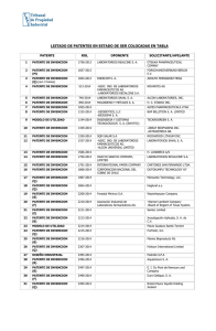 listado de patentes en estado de ser colocadas en tabla