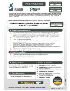Supervisor Senior Operador de Tráfico (PCO) Nivel III – (APSESBA)