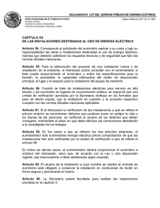 CAPÍTULO VII DE LAS INSTALACIONES DESTINADAS AL