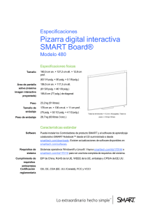 Pizarra digital interactiva SMART Board 480 especificaciones