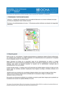 Desplazamiento Urrao (Antioquia) - Informe de situación