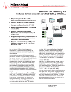 Servidores OPC Modbus y ICN Software de Comunicación para