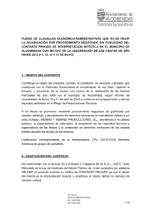 Pliego administrativo Actuaciones artísticas San Isidro 2012
