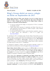 King`s Group abrirá un nuevo colegio en Elche en Septiembre de