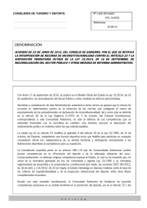 Acuerdo recurso inconstitucionalidad contra Ley 15/2014 por