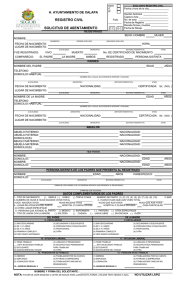 registro civil solicitud de asentamiento