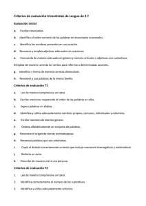 Criterios de evaluación trimestrales de Lengua de 2.º