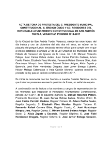ACTA DE TOMA DE PROTESTA DEL C. PRESIDENTE MUNICIPAL