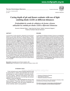 Curing depth of pit and fissure sealants with use of light emitting