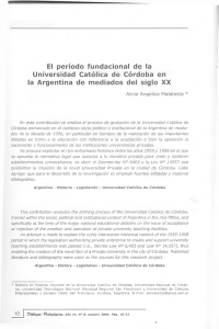 El período fundacional de la Universidad Católica de Córdoba en la