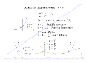 Funciones Exponenciales y = a y = a a > 1 x y 1 Dom: R