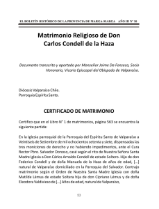 DOCUMENTO: Matrimonio Religioso de don Carlos Condell de la