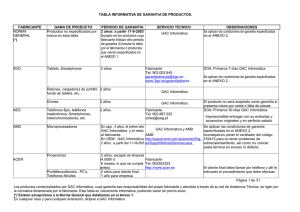 TABLA INFORMATIVA DE GARANTíA DE