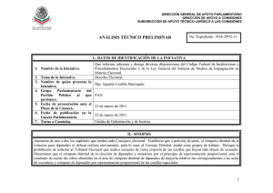 análisis técnico preliminar - publicación del dictamen en Gaceta