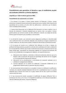 Procedimiento de reclamación - Ciclo de Educación Infantil