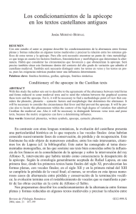 Los condicionamientos de la apócope en los textos castellanos