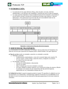 Protocolo TCP 1) INTRODUCCIÓN: 2) SERVICIOS DE TRANSPORTE: