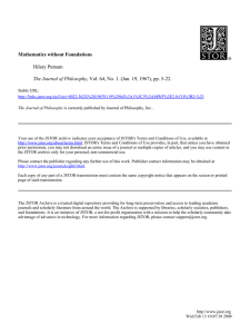 Mathematics without Foundations Hilary Putnam The Journal of